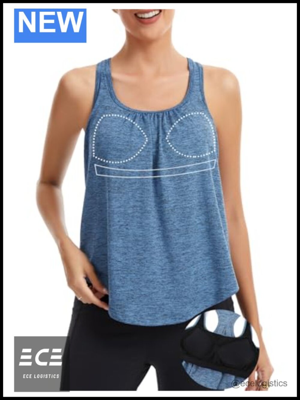 Workout Tank with Built in Bra Racerback Loose Fit Yoga Athletic Top